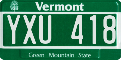 VT license plate YXU418