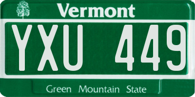 VT license plate YXU449