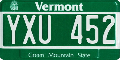 VT license plate YXU452