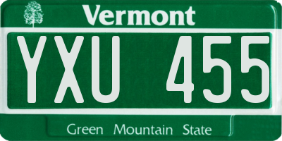 VT license plate YXU455