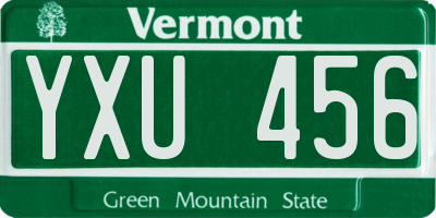 VT license plate YXU456