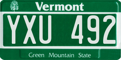 VT license plate YXU492