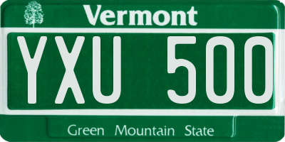 VT license plate YXU500