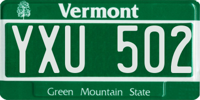 VT license plate YXU502