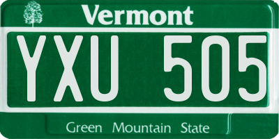 VT license plate YXU505