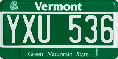 VT license plate YXU536