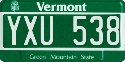 VT license plate YXU538
