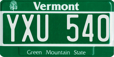 VT license plate YXU540