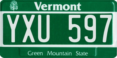 VT license plate YXU597