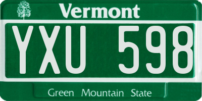 VT license plate YXU598