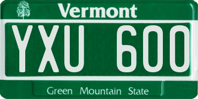 VT license plate YXU600
