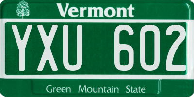VT license plate YXU602
