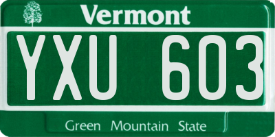 VT license plate YXU603
