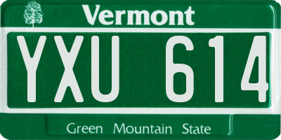 VT license plate YXU614