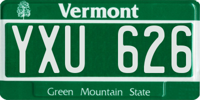 VT license plate YXU626
