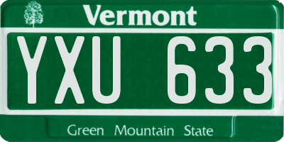 VT license plate YXU633