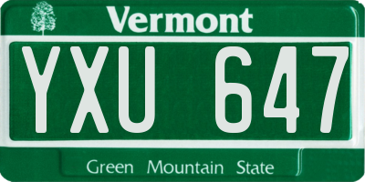 VT license plate YXU647