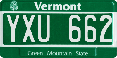 VT license plate YXU662