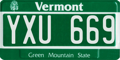 VT license plate YXU669