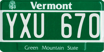 VT license plate YXU670
