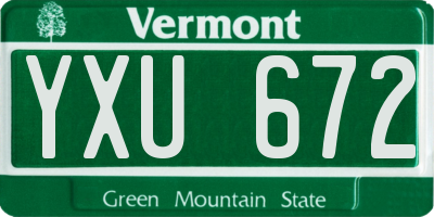 VT license plate YXU672