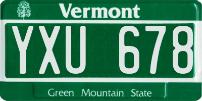 VT license plate YXU678