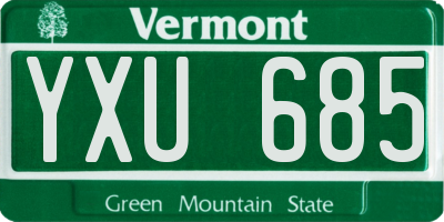 VT license plate YXU685