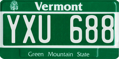 VT license plate YXU688