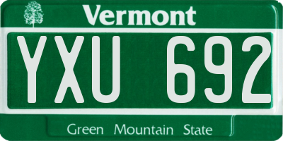 VT license plate YXU692