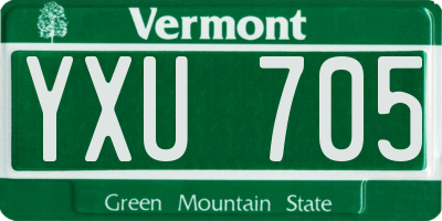 VT license plate YXU705