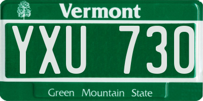 VT license plate YXU730
