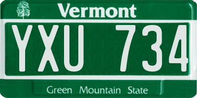 VT license plate YXU734