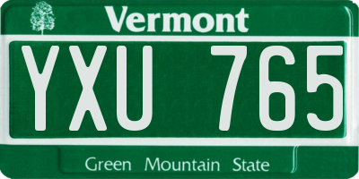 VT license plate YXU765