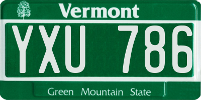 VT license plate YXU786