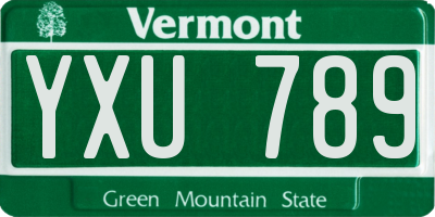 VT license plate YXU789