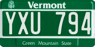 VT license plate YXU794