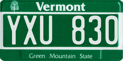 VT license plate YXU830