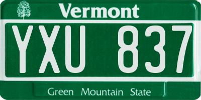 VT license plate YXU837