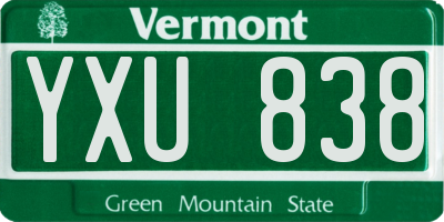 VT license plate YXU838