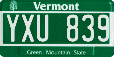 VT license plate YXU839