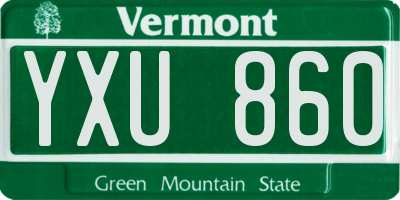 VT license plate YXU860