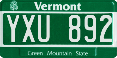 VT license plate YXU892