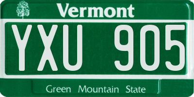 VT license plate YXU905
