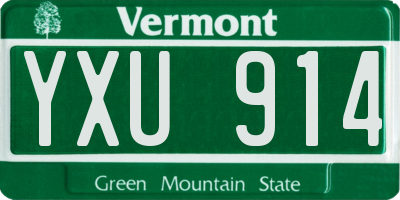 VT license plate YXU914
