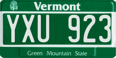 VT license plate YXU923