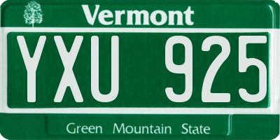 VT license plate YXU925