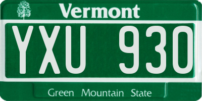 VT license plate YXU930
