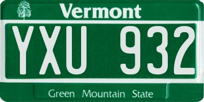 VT license plate YXU932
