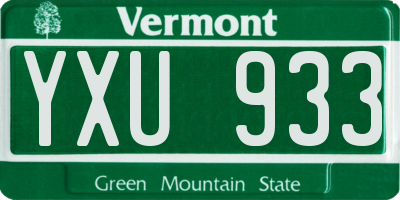 VT license plate YXU933