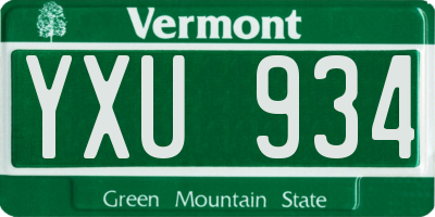 VT license plate YXU934